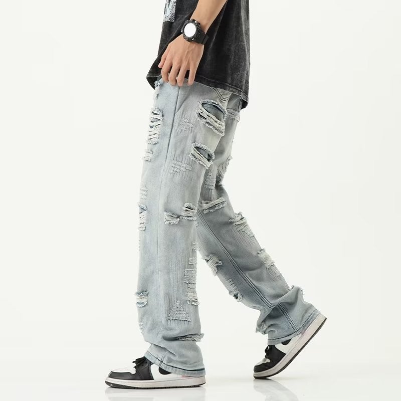 جينز ميكرو-فليرد بتصميم أمريكي ريترو للرجال والنساء، فضفاض، عصري، مناسب للشارع، بنطال طويل أنيق - Image 4