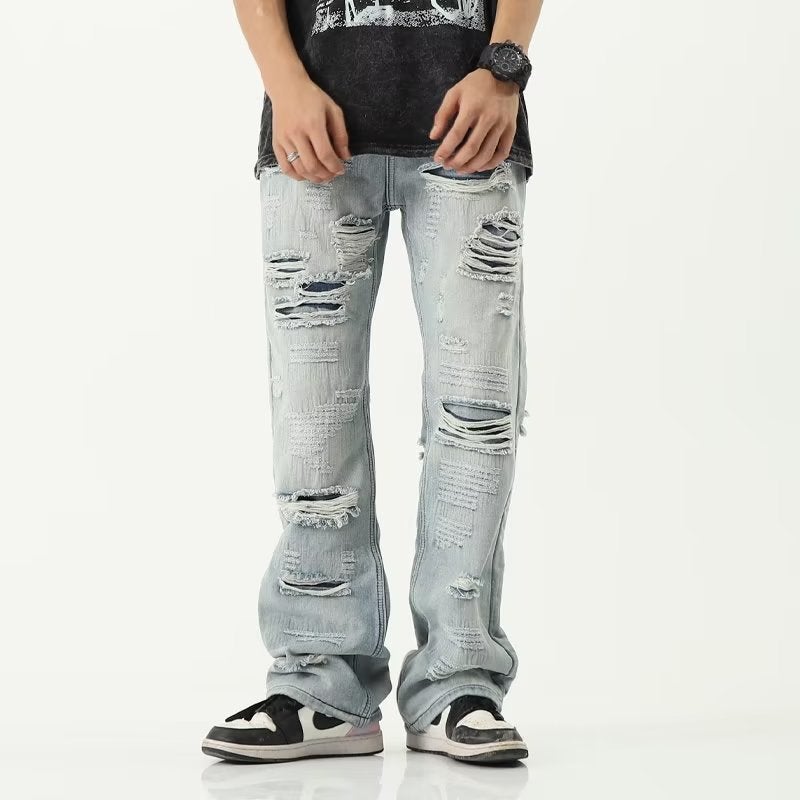 جينز ميكرو-فليرد بتصميم أمريكي ريترو للرجال والنساء، فضفاض، عصري، مناسب للشارع، بنطال طويل أنيق - Image 2