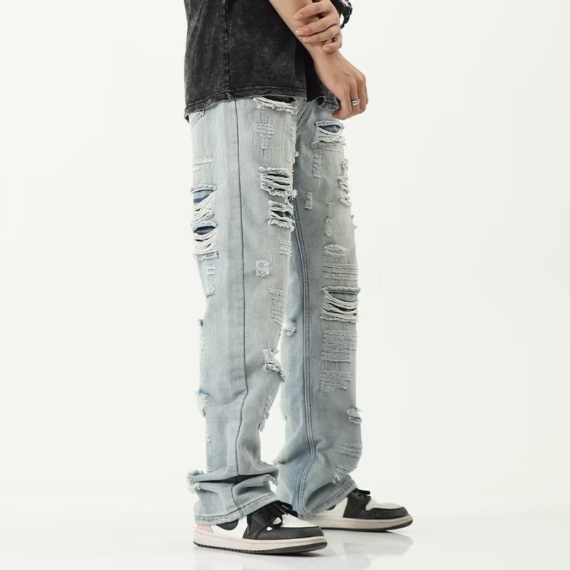 جينز ميكرو-فليرد بتصميم أمريكي ريترو للرجال والنساء، فضفاض، عصري، مناسب للشارع، بنطال طويل أنيق - Image 3