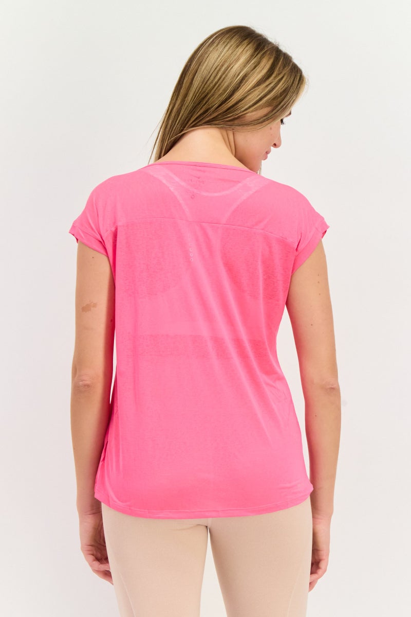 Nike Women Dri Fit Short Sleeve Training Top, Pink  - Image 2