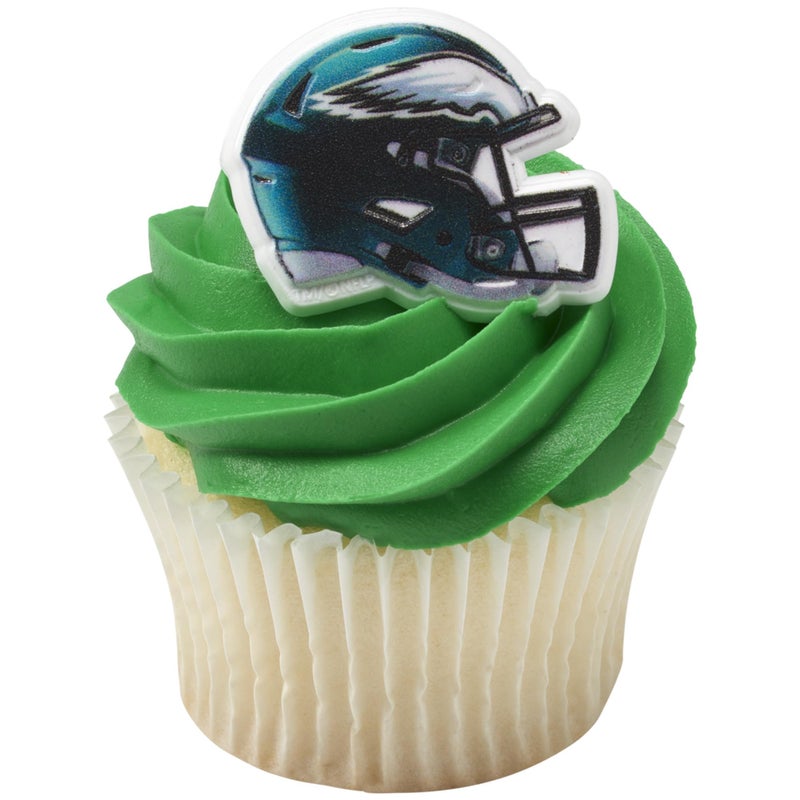 DecoPac DecoPac NFL Philadelphia Eagles Helmet Rings  24 Football Cupcake Decorations  Officially Licensed  Football Rings  Food Safe Cake Toppers - 24 Pack  - Image 5