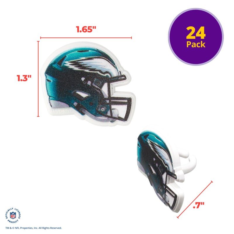 DecoPac DecoPac NFL Philadelphia Eagles Helmet Rings  24 Football Cupcake Decorations  Officially Licensed  Football Rings  Food Safe Cake Toppers - 24 Pack  - Image 4