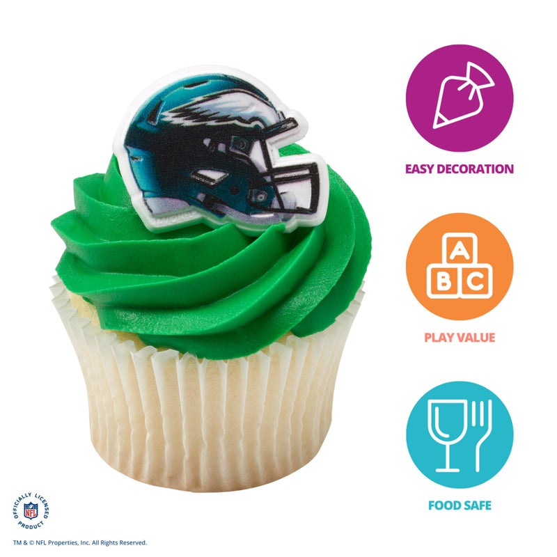 DecoPac DecoPac NFL Philadelphia Eagles Helmet Rings  24 Football Cupcake Decorations  Officially Licensed  Football Rings  Food Safe Cake Toppers - 24 Pack  - Image 2