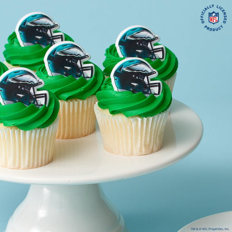 DecoPac DecoPac NFL Philadelphia Eagles Helmet Rings  24 Football Cupcake Decorations  Officially Licensed  Football Rings  Food Safe Cake Toppers - 24 Pack  - Image 3