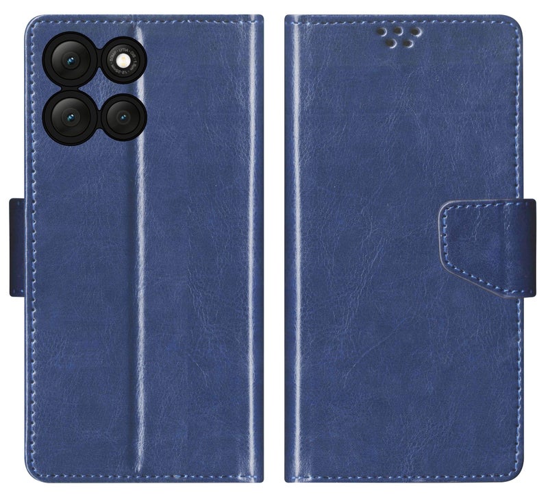 SBMS Flip Cover for Motorola Moto G86 Power 5G (6.7-inch) Back Cover Case with Magnatic Closure | Inbuilt Stand | Card & Money Pocket (Blue) - Image 1