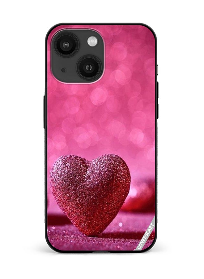 COVERSCART Protective Case Cover For Apple iPhone 13 Glitter Heart Design Pink