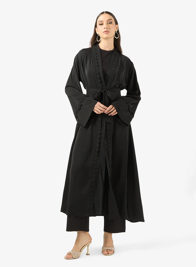 Khizana Abaya With Lace Trim - Image 1