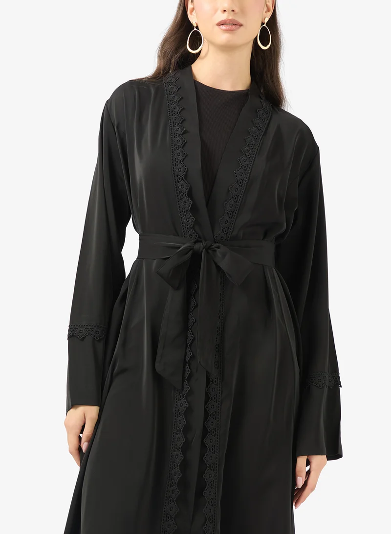 Khizana  Abaya With Lace Trim for Women | Best Price UAE