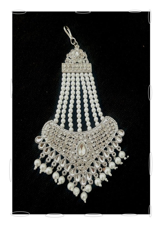DecorTales Traditionl Indian Kundan Jadau Head Jhoomar Hair Jhoomer Jhumar Passa Jewelry Tikka for Women - Image 1