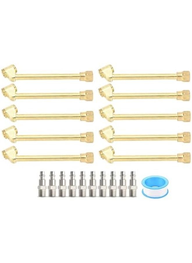 هيدروك هواء ثقيل مزدوج الرأس 1 4 بوصة خيط FNPT توصيلة سريعة اتجاهين لنفخ إطارات الشاحنات 10 قطع سبيكة حديد زنك - Image 2