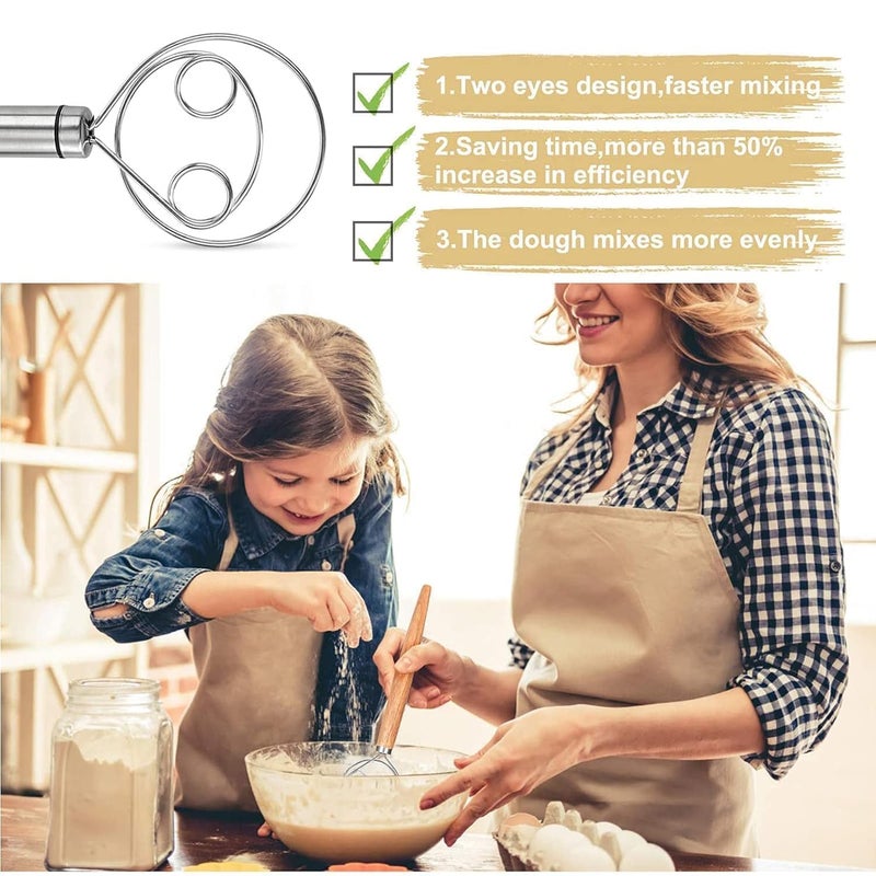 PPK24X9 PPK24X9 Stainless Steel Atta Kneader Dough Maker Flour Mixer Bread Mixing Tool Roti Atta Blender Beater Manual Flour Mixer for Egg Bread Cake Pastry Pizza Dough  - Image 3