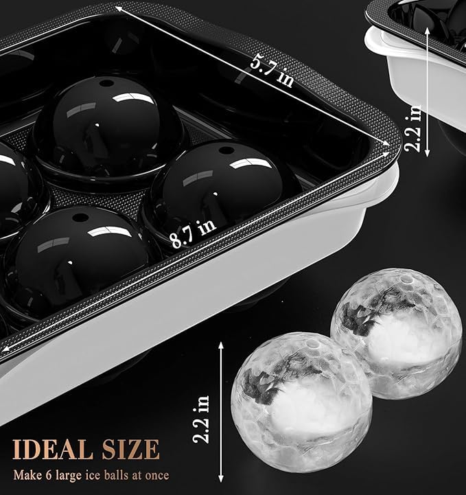 SPRQCART Ice Cube Trays (Set of 2), Sphere Ice Ball Maker with Lid & Large Square Ice Cube Maker for Whiskey, Cocktails and Homemade, Keep Drinks Chilled (Square & Round Ice Cubes) - Image 5