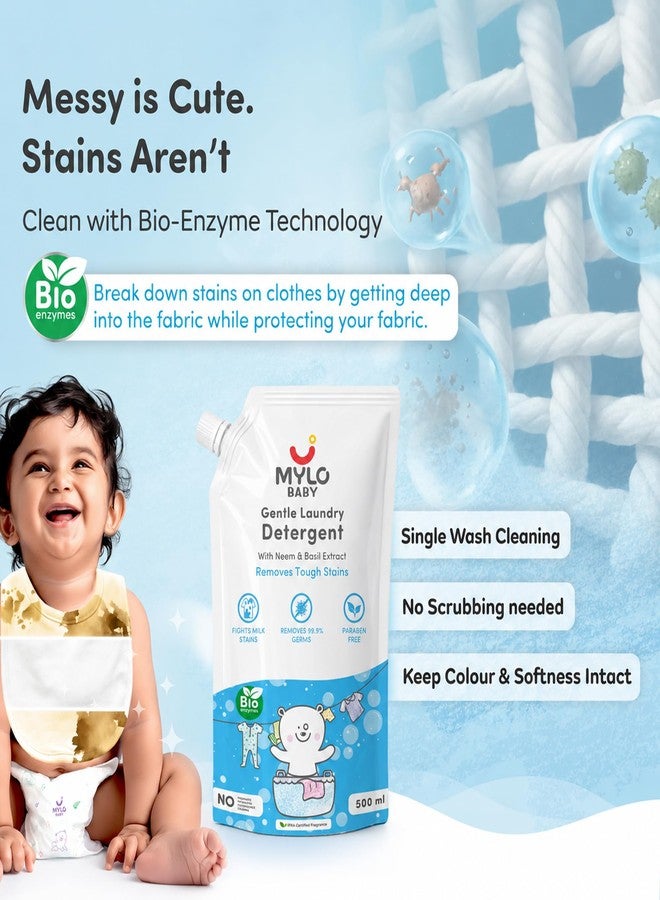 Mylo Baby Detergent Liquid For Clothes | Anti - Bacterial | No Harmful Chemicals, No Allergens & No Artificial Colours (500 ml (Pack of 1)) - Image 4