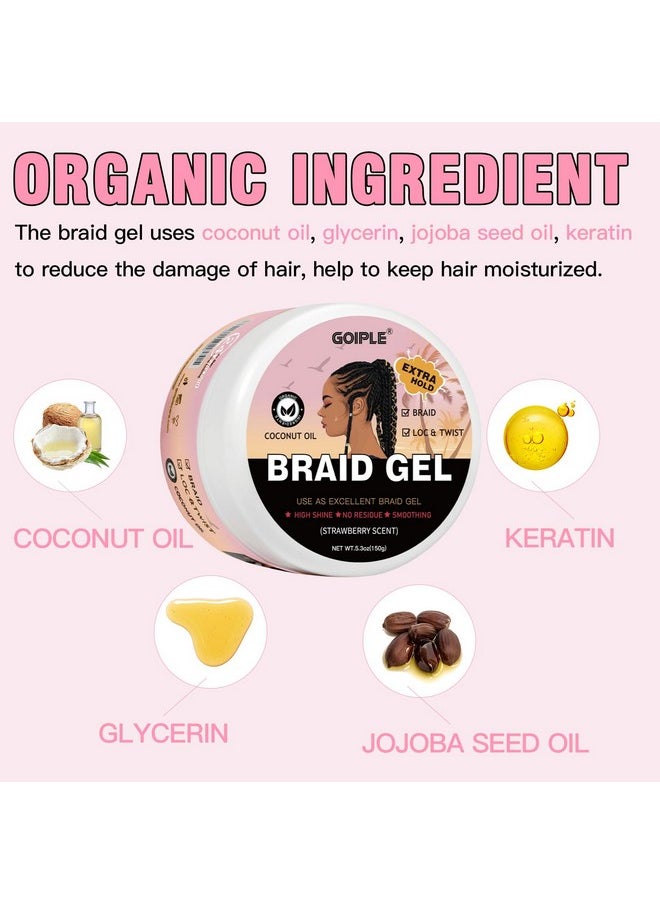 Goiple - 150g Braid Gel with Extra Hold, High Shine for Twists, Locs, Braids & Edge Control - Smooths Frizz, Long-Lasting for Locks, Cornrows 5.3oz (Strawberry Flover) - Image 1