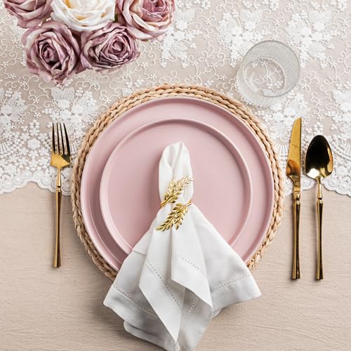 AmorArc Ceramic Dinner Plates Set of 6,10.0 Inch Matte Stoneware Plates for Kitchen,Modern Flat Dinnerware Dishes Set,Microwave& Dishwasher Safe, Scratch Resistant, Matte Pink - Image 4