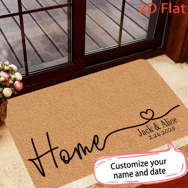 Customizable Floor Mat 100x150cm With Names And Heart Non Slip - Image 1