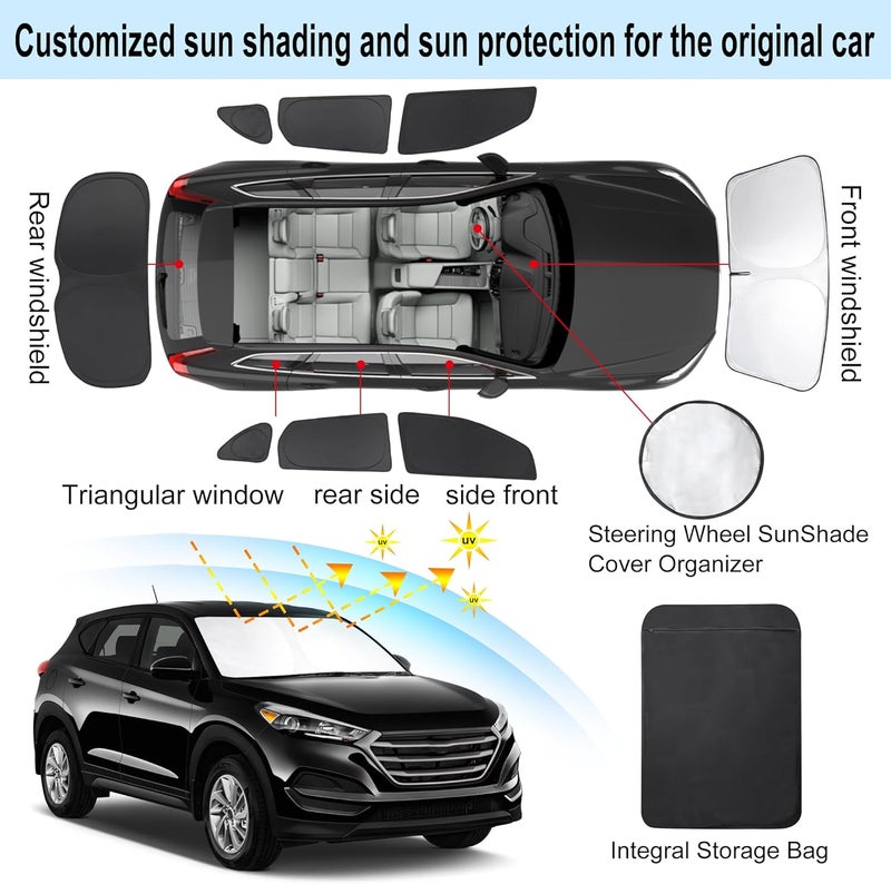 TINGLU Window Shades for Hyundai Tucson 2016-2021 - 8PCS Sun Shade Kit - Image 3