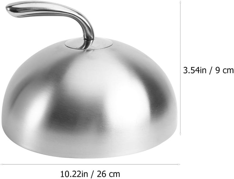 Stainless Steel Food Protector Cover 26cm round Steak Dome with Handle, Oil-resistant Protective Food Cover for Home Kitchen and Restaurant Use - Image 2