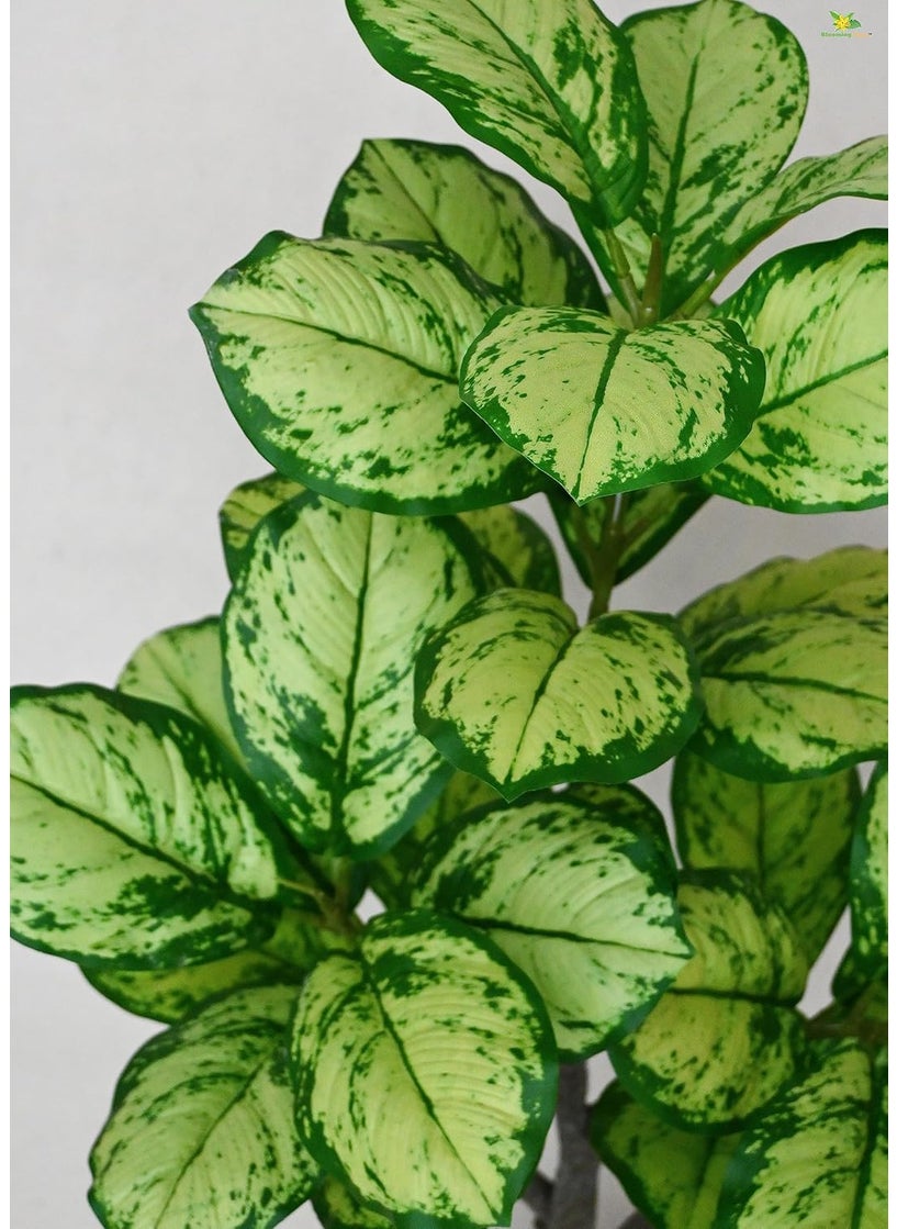 Blooming Floret Blooming Floret Artificial Dieffenbachia Honeydew 95 cm Tall Plant with Basic Black Pot Big Ornamental Plant for Interior DecorHome DecorOffice Decor 33 Leaves Natural Looking Indoor Plant  - Image 2