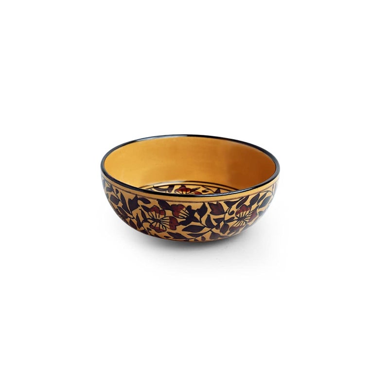 ExclusiveLane 'Mughal Floral' Handpainted Ceramic Bowl Ceramic Serving Bowls for Snacks Bowls (Set of 2, 560 ML, Dishwasher & Microwave Safe) - Image 3