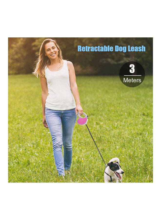 NIBEMINENT Pet Walking Retractable Leash With Anti-Slip Handle Pink/Grey 19 x 4.5cm - Image 2
