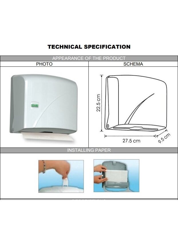 Vialli K1M Z-Fold Paper Towel Dispenser Metallic-Capacity 200 Papers  - Image 3