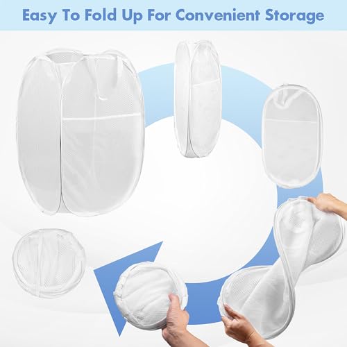 DUCOO Pop Up Laundry Hamper, 14.6 x 14.6 x 22.5 in, Mesh, Foldable, White - Image 5