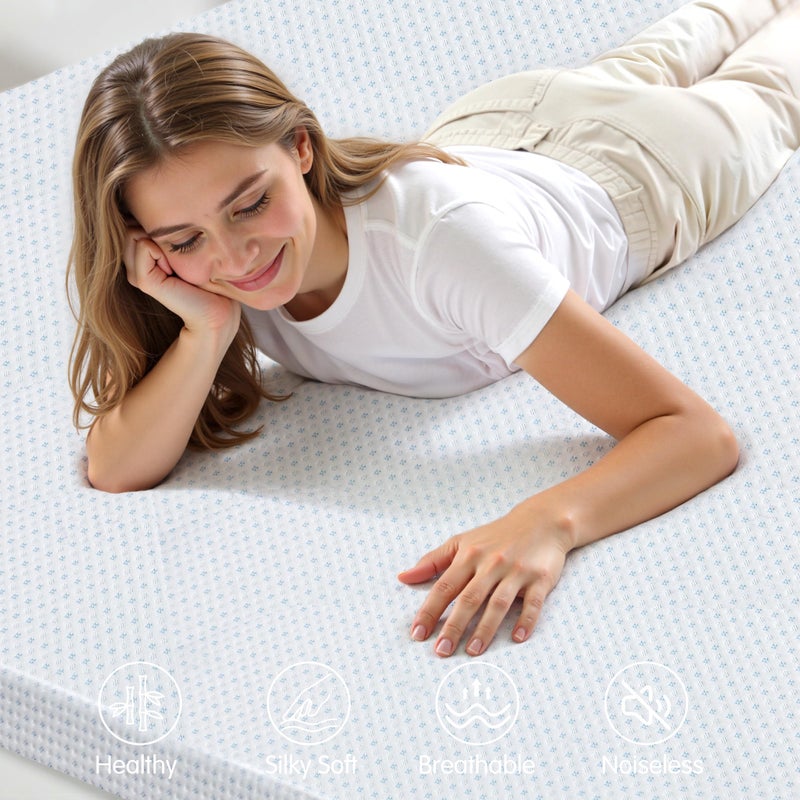 Subrtex Mattress Topper Cover (Only Cover) Mattress Protector Bedding Rayon Made from Bamboo Removable Mattress Encasement Mattress Cover with Zipper (2 Inch, White, Queen) - Image 2