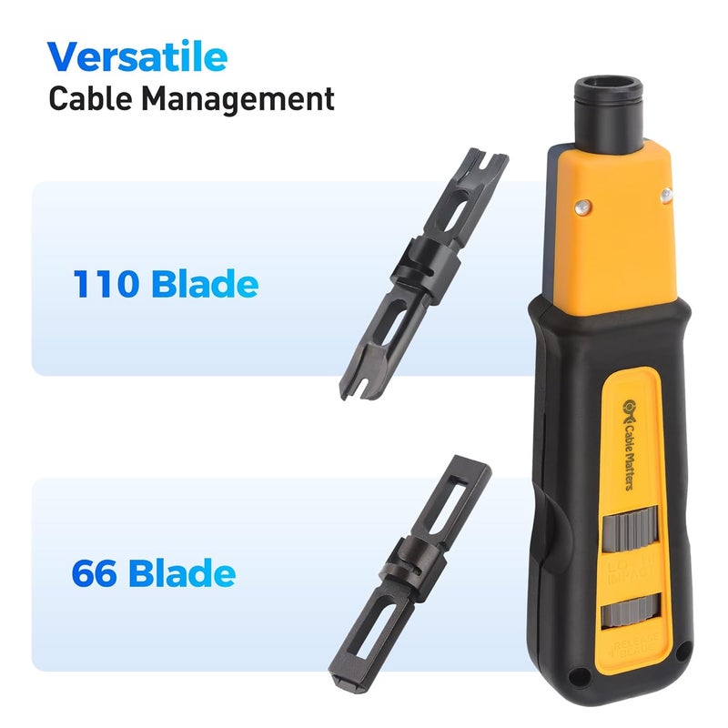 CableMatters Punch Down Tool with 110 & 66 Blade, RJ45 Ethernet Punch Tool, Keystone Punchdown Device for Cat 8/7/6A, Cat 6, Cat5e/5 Network - Image 2