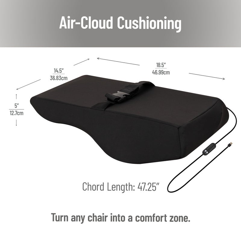Mind Reader Heated Air-Cloud Lumbar Cushion, Ergonomic Memory Foam Back Support Pillow with Adjustable Heat Settings and Timer, Black - Image 3