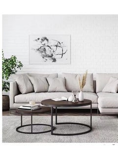 AGD 2-Piece Round Coffee Tables Nesting Table Set Circle Coffee Table with Storage Open Shelf for Living Room Modern Minimalist Style Furniture Side End Table  - Image 5