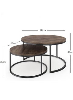 AGD 2-Piece Round Coffee Tables Nesting Table Set Circle Coffee Table with Storage Open Shelf for Living Room Modern Minimalist Style Furniture Side End Table  - Image 3