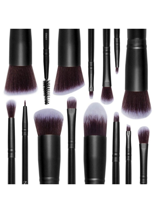 Shany SHANY Makeup Brushes - Black Bombshell - 14-Piece Brush Set - Foundation Powder Concealers Eye Shadows Makeup brushes - Complete Kabuki Makeup Brush Set in Black - 14 PCS  - Image 5
