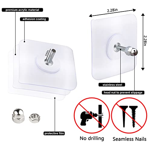 AIERSA Screw Free Sticker,Adhesive Hooks Heavy Duty,Wall Hooks for Hanging,Seamless Screws for Wall Mount,2 in 1 Reusable for Kitchen,Bathroom,Home,Office(7 Pcs, 16mm) - Image 2