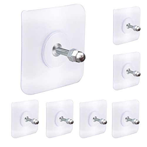 AIERSA Screw Free Sticker,Adhesive Hooks Heavy Duty,Wall Hooks for Hanging,Seamless Screws for Wall Mount,2 in 1 Reusable for Kitchen,Bathroom,Home,Office(7 Pcs, 16mm) - Image 1