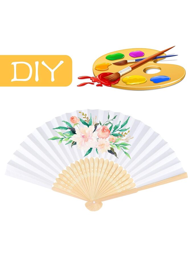LAMAY Wooden Handheld Paper Fan Wooden Folding Fans with Bamboos for Wedding Gift, Party, Home, DIY/Pink - Image 4