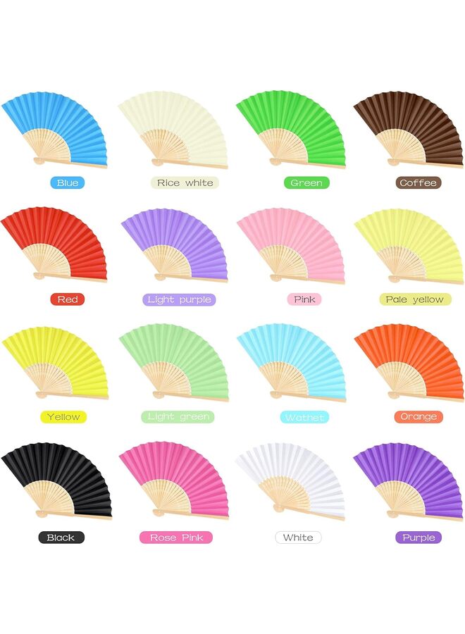 LAMAY Wooden Handheld Paper Fan Wooden Folding Fans with Bamboos for Wedding Gift, Party, Home, DIY/Pink - Image 3