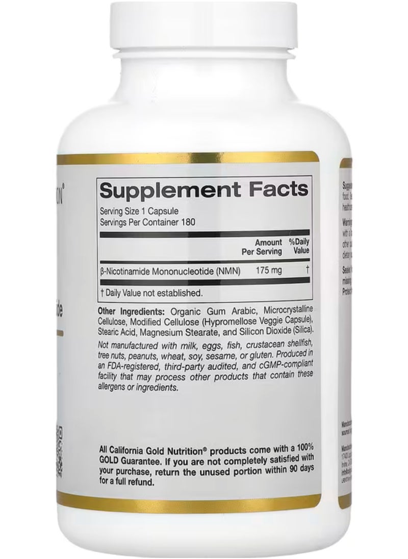 California Gold Nutrition - NMN, 175 mg , 180 Veggie Capsules - Image 1