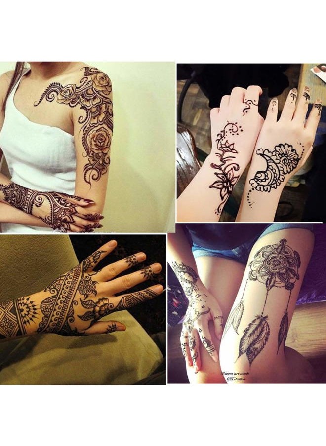 Yomagine - Temporary Tattoos Kit, Semi Permanent Tattoo Ink, DIY Fake Freckles Temporary Tattoos for Women Men Kids, Summer Trend Freehand Ink with 59 Pcs Tattoo Stencils, Jagua Gel - Full Kit 5 Bottles - Image 1