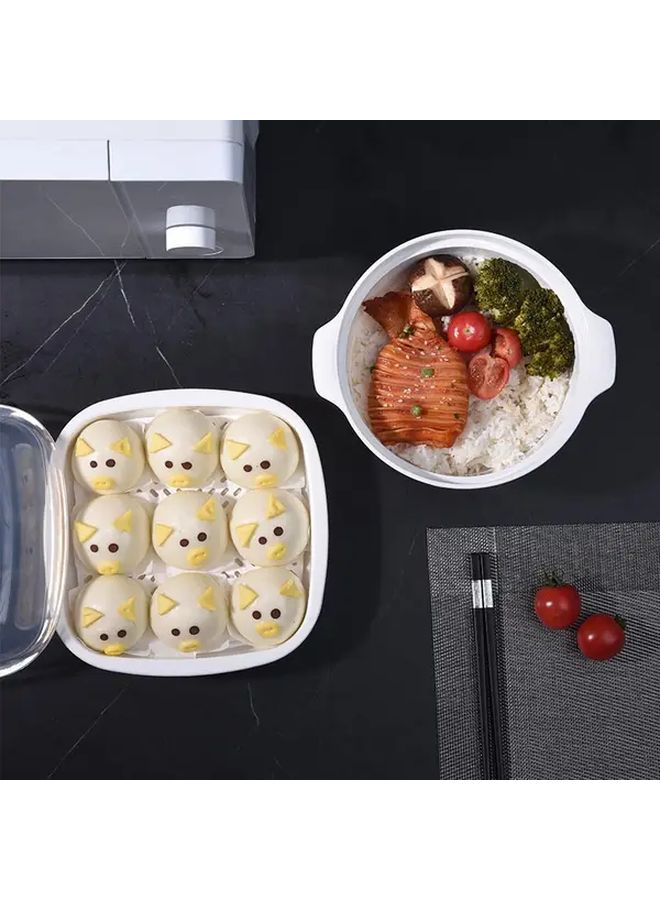 4 Pieces White Stew Pot Set With Transparent Lid Anti Scald Double Ear Handles Microwave Safe Food Container And Steaming Mat - Image 2