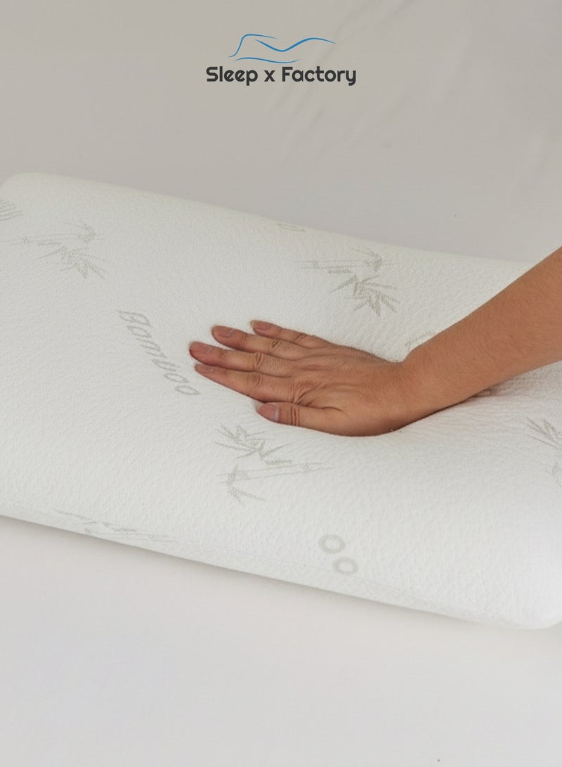 Sleep x Factory Bamboo Memory Foam Orthopedic Pillows – 2-Pack – Ergonomic Neck & Back Support - Image 4
