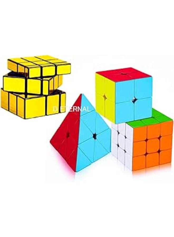 168 Months To 1200 Months Speed Cube Combo Set Of 2X2 3X3 And Mirror Cube Puzzle (Combo 2X2+3X3+Triangle+Mirror)