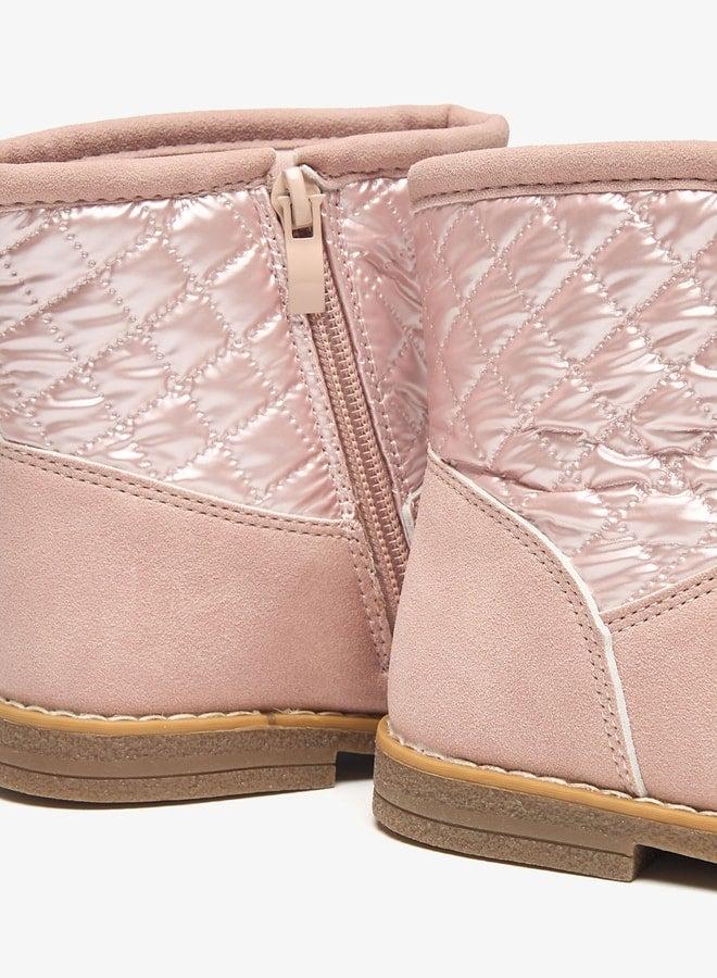 Flora Bella By Shoexpress Girls Quilted High Cut Boots with Zip Closure - Image 5