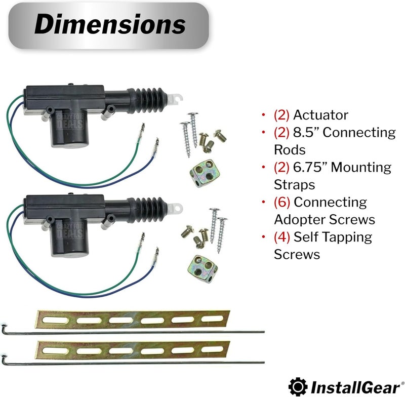 InstallGear IGDLA-2 Universal Car Power Door Lock Actuators 12-Volt Motor (2 Pack) - Image 3