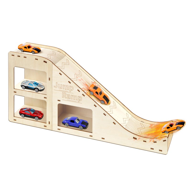 WSBXBB Toy Cars Jump Ramp Toy Car Track Set for Hot Wheels Race Cars Track for Hot Wheels and Diecast Cars PlayingStorageDisplayRace Trackset Wood Jump Ramp for Hotwheels and Montessori - Image 4