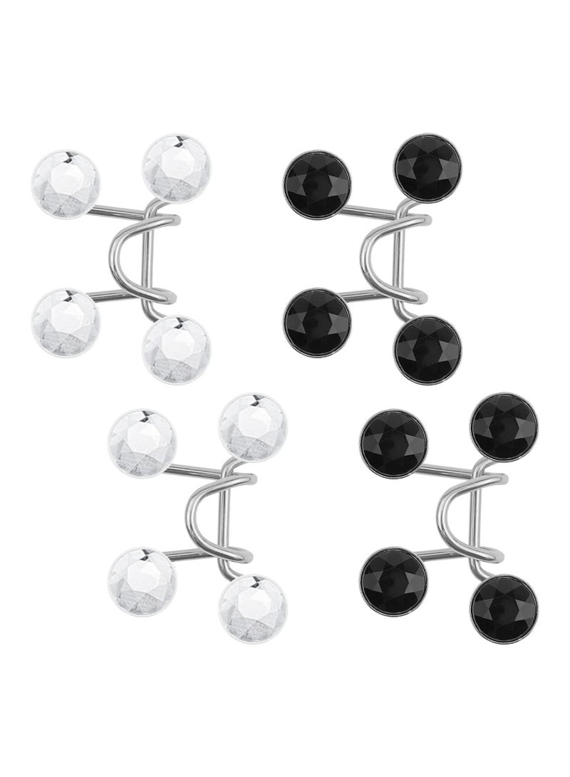4 Pack Rhinestone Jean Button Pins Adjustable Waist Buckle Extender Button Detachable Jean Button Pin No Sewing Required Instant Button for Pants - Image 1