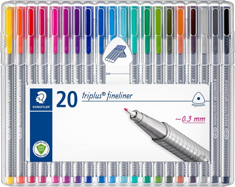 STAEDTLER Triplus Fineliner Set of 20, 0.3mm Fine Tip, Ergonomic Triangular Barrel for Writing, Drawing, and Coloring - Image 5