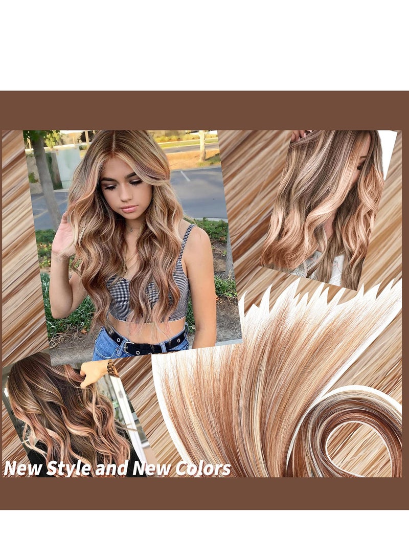KASTWAVE Hair Extensions Clip, White and Brown Mixed Color Hair Extensions 55cm Hanging Ear Mixed Color Wig 4 Color Straight Curly Hair Piece for Women Girls Fashion Role Playing Party Highlights - Image 5