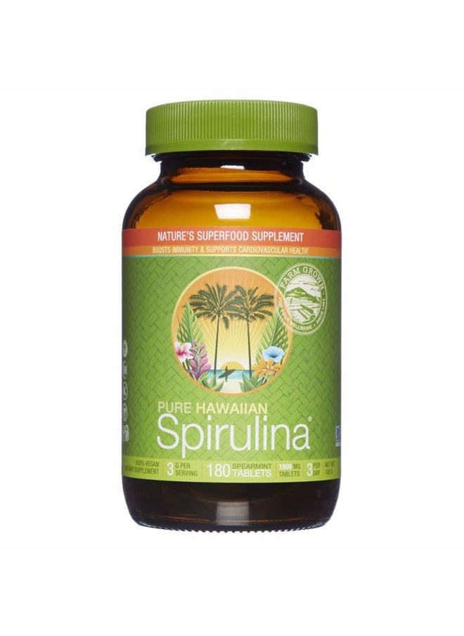 Nutrex Hawaii - Hawaii, Pure Hawaiian Spirulina, 1000 mg Spearmint Tablets, 180 Count, Vegan, Supports Immune System, Heart, Cells and Energy - Image 1