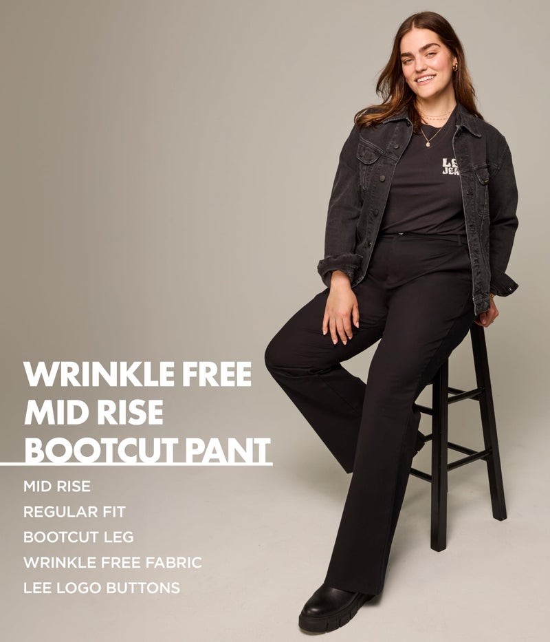 Lee Women's Plus Size Wrinkle Free Mid Rise Bootcut Pant Union-All Black 26 Plus - Image 3